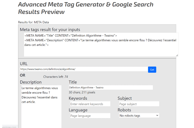 Simulador de resultados de Google