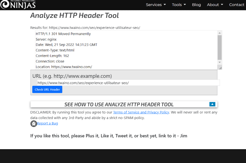 Analyze HTTP Header Tool
