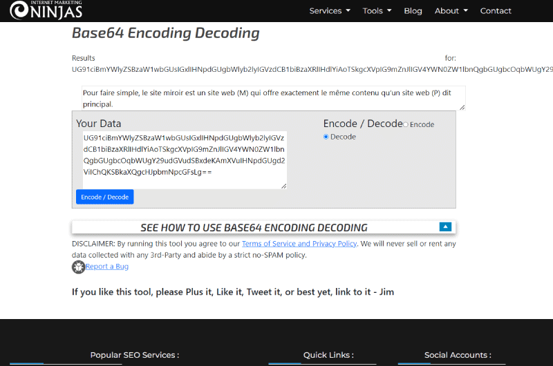 Codificação e Decodificação Base64