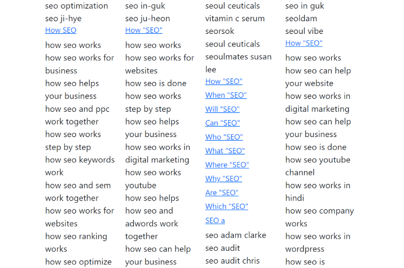 Suggestion de mot-clé Google, Bing, Amazon, YouTube