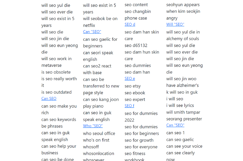 Suggestion de mot-clé Google, Bing, Amazon, YouTube