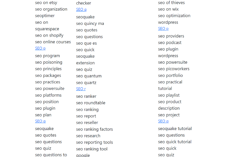 Suggestion de mot-clé Google, Bing, Amazon, YouTube