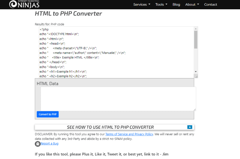 Convertir du HTML en PHP 