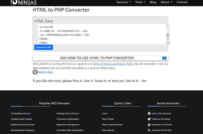 Convertir du HTML en PHP 