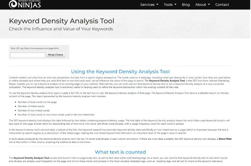 Keyword Density Analysis Tool