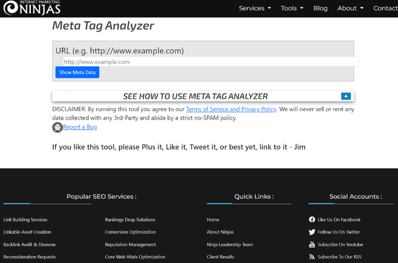 Meta Tag Analyzer