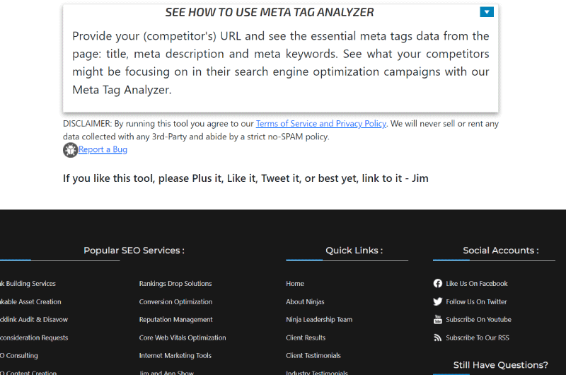 Meta Tag Analyzer