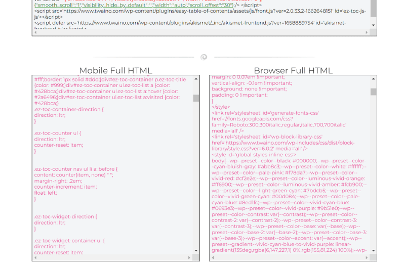 Mobile / Desktop Code Differences Analysis Tool