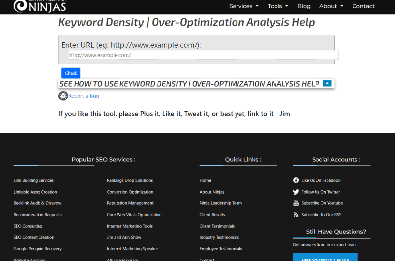 Keyword Density Over-Optimization Analysis Help