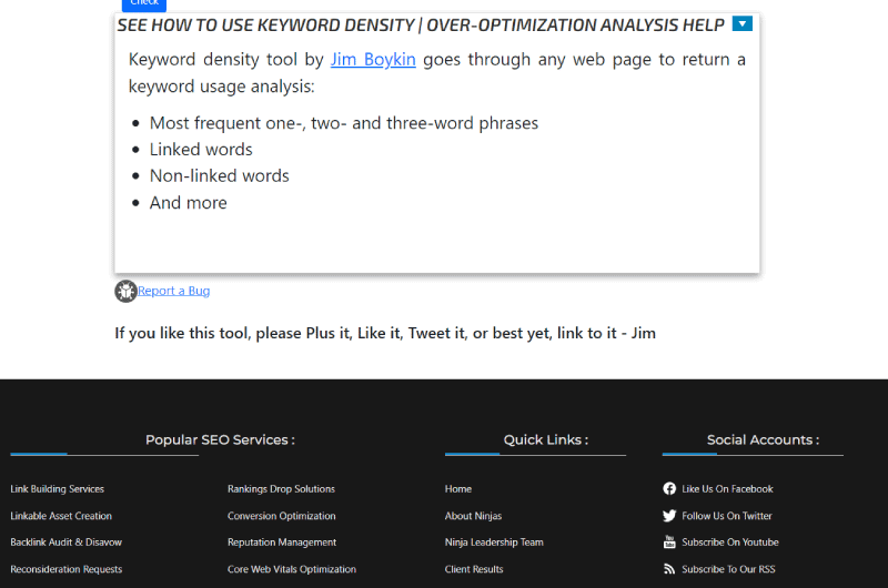 Keyword Density Over-Optimization Analysis Help