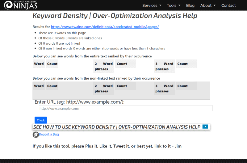 Keyword Density Over-Optimization Analysis Help