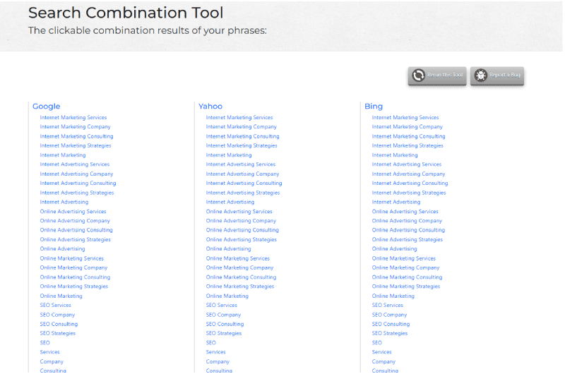 Search Combination Tool
