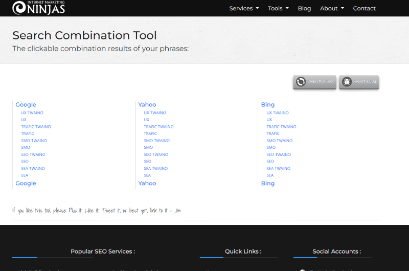Search Combination Tool