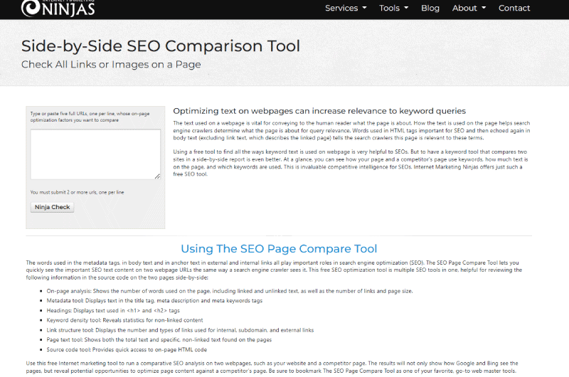 Side-by-Side SEO Comparison Tool
