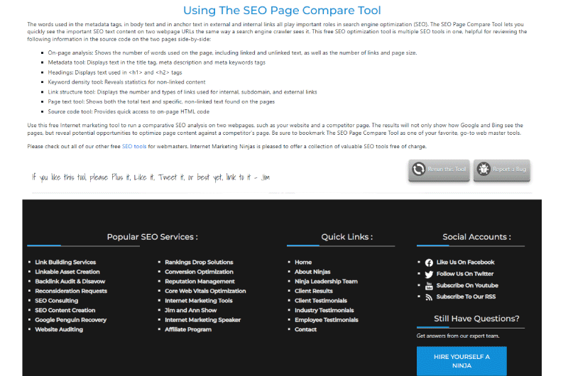 Side-by-Side SEO Comparison Tool