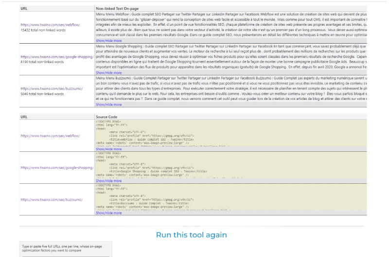 Side-by-Side SEO Comparison Tool