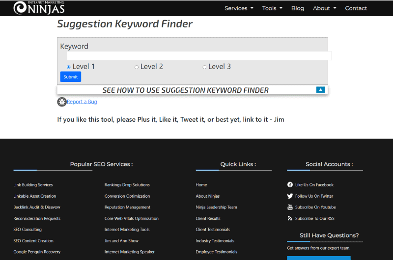 Suggestion Keyword Finder