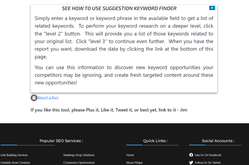 Suggestion Keyword Finder