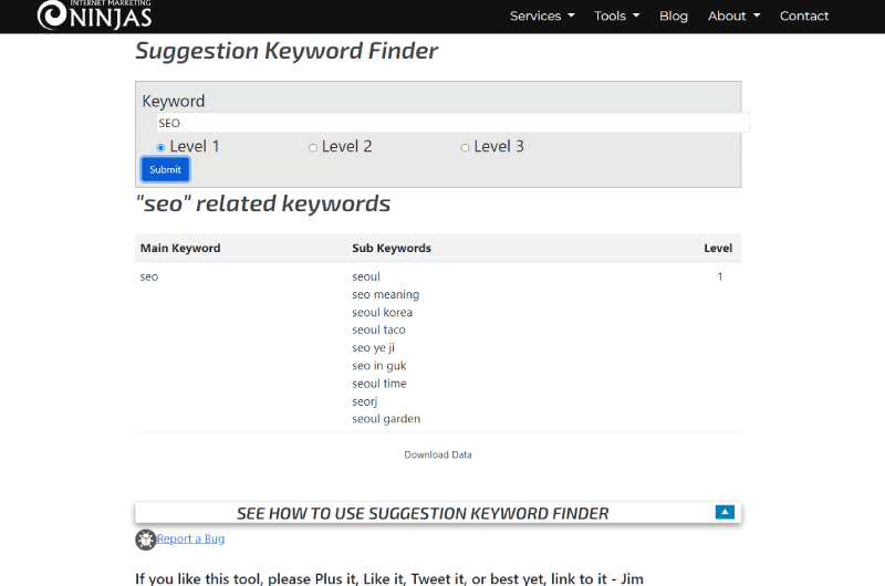 Suggestion Keyword Finder