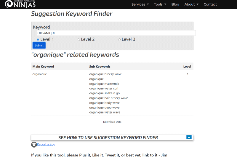 Suggestion Keyword Finder