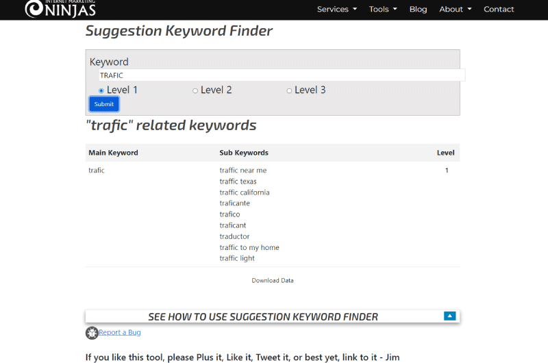 Suggestion Keyword Finder