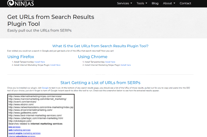 Obtener direcciones URL en los SERP