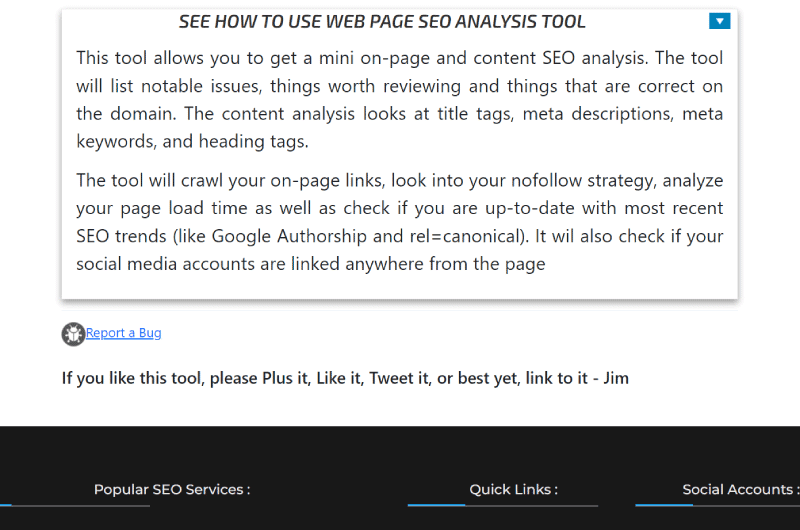 Web Page SEO Analysis Tool