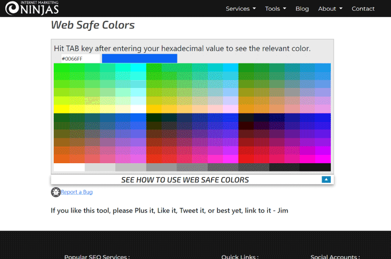 Tabela de Cores