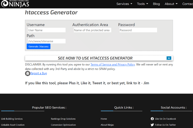 Générateur htaccess