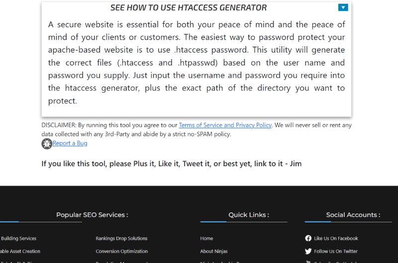 Générateur htaccess