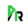 Logo vert et noir avec lettres stylisées PR