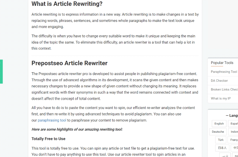 Réécriture d'Article