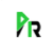 Logo PR vert et noir avec lettres stylisées