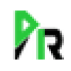 Logo vert et noir stylisé avec lettres PR