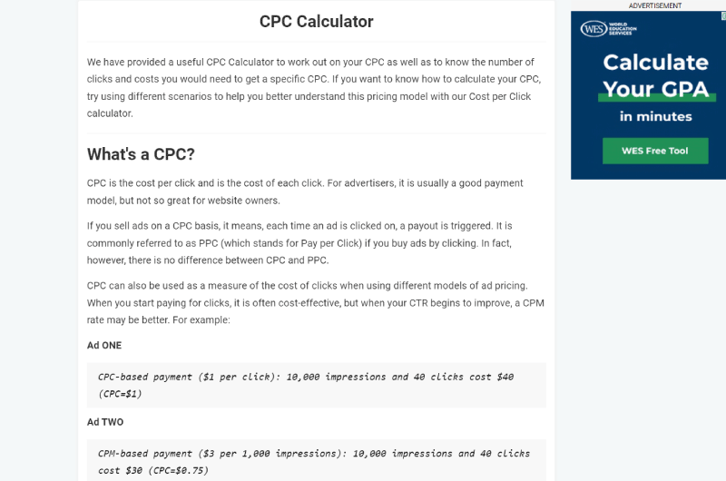 CPC Calculator 