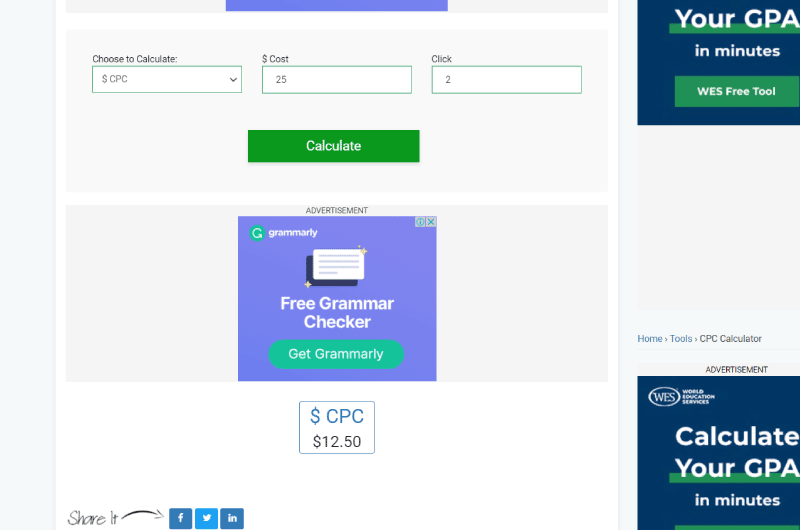 CPC Calculator 