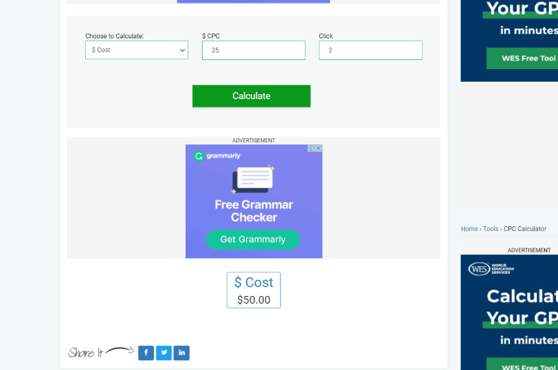 CPC Calculator 