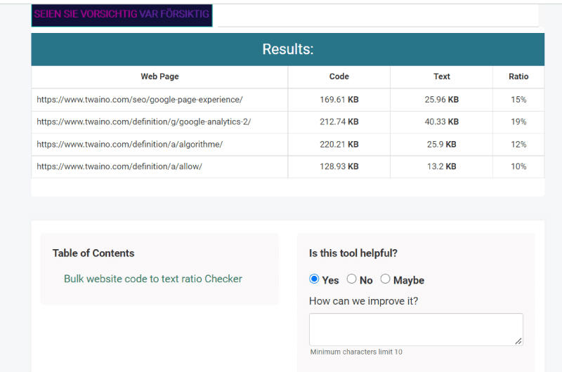 Ratio Code and Text