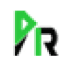Logo PR vert et noir avec design géométrique moderne