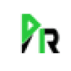 Logo stylisé avec lettres P et R vert et noir