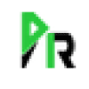 Logo PR vert et noir avec lettres stylisées