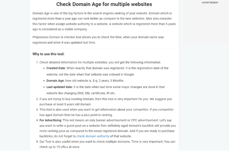 Comprobador de edad de dominio