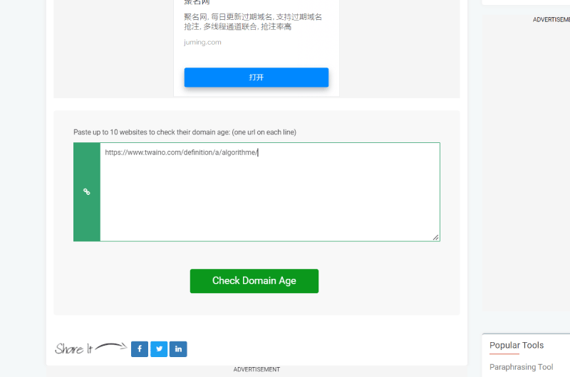 Comprobador de edad de dominio