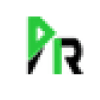 Logo avec lettres P et R stylisées en vert et noir