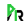 Logo stylisé avec lettres P et R en vert et noir
