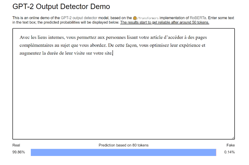 AI generated text detector GPT2