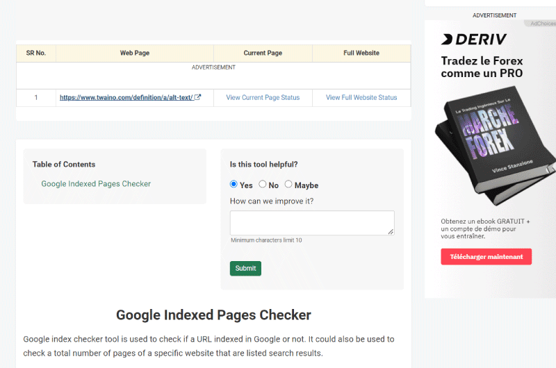Check indexing