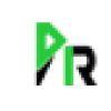Logo stylisé avec lettres P et R vertes et noires