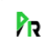 Logo vert et noir avec lettre P stylisée et R