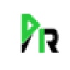 Logo avec lettre P verte et R noire stylisée